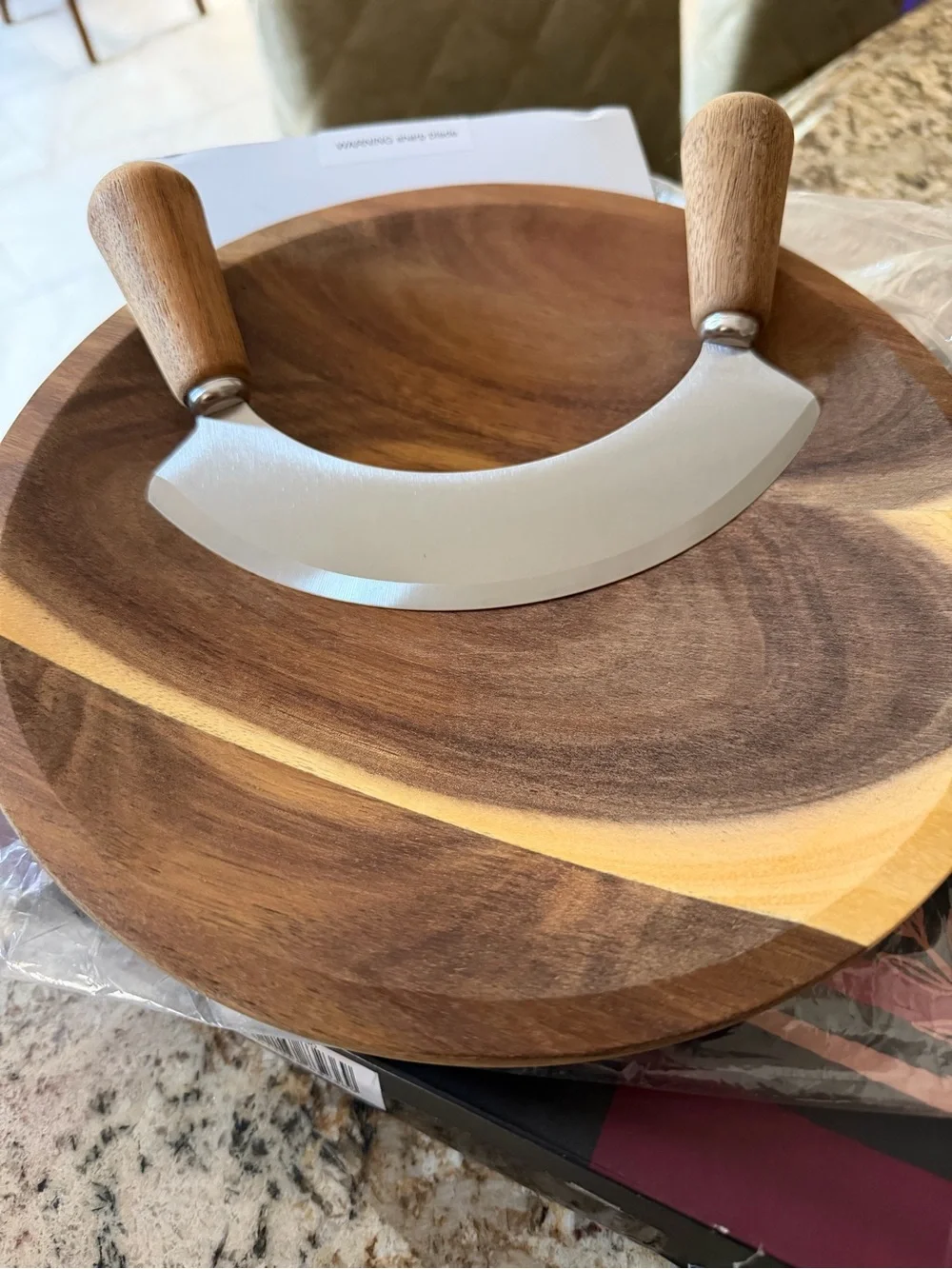 Cole & Mason Ashden Acacia Wood Mezzaluna Knife Board Cutting chopping Herbs Nut